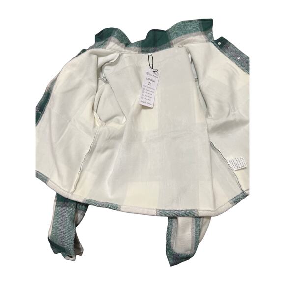 JK Sue Jones Fleece Fuzzy Lined Plaid Flannel Cropped Jacket NWT Size S - Picture 10 of 13